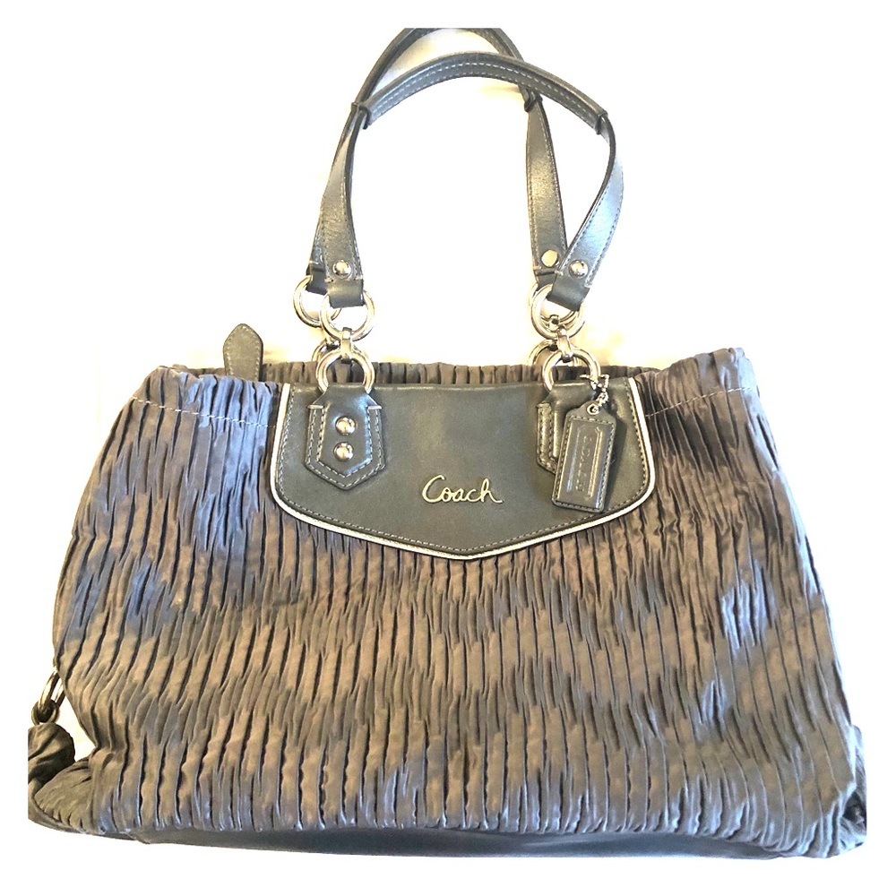 Coach silver satin handbag